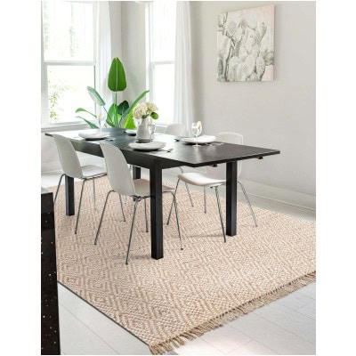 Tapete de Algodón y Yute de Rombos en Natural