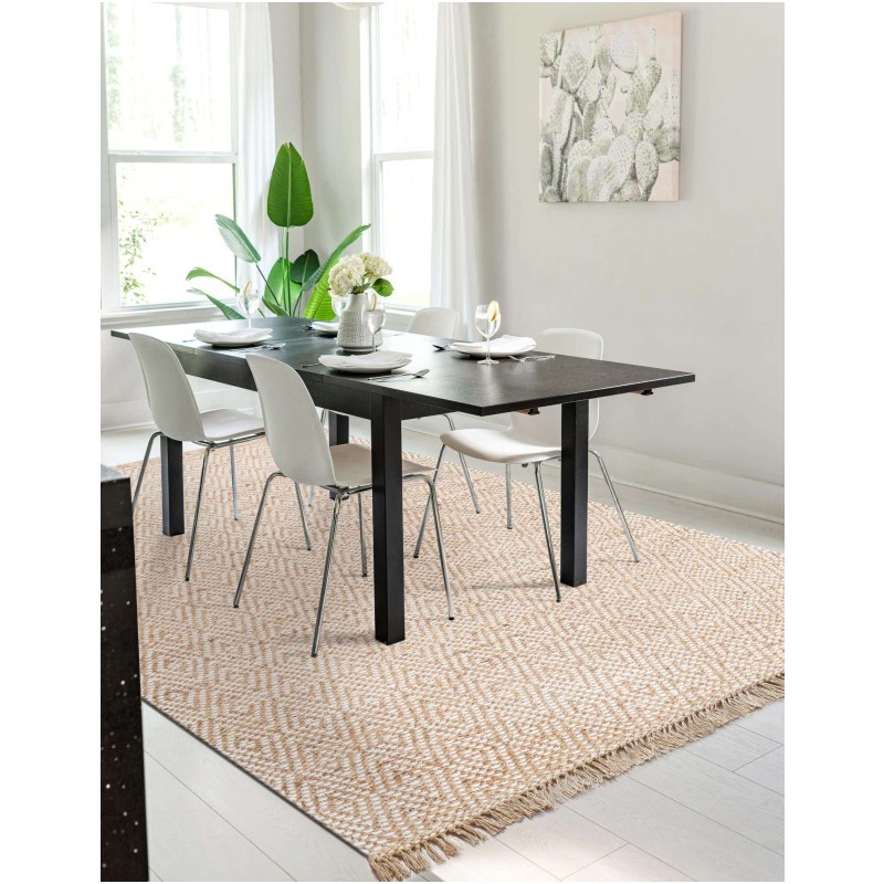 Tapete de Algodón y Yute de Rombos en Natural