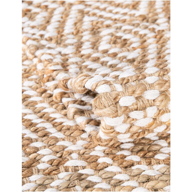 Tapete de Algodón y Yute de Rombos en Natural