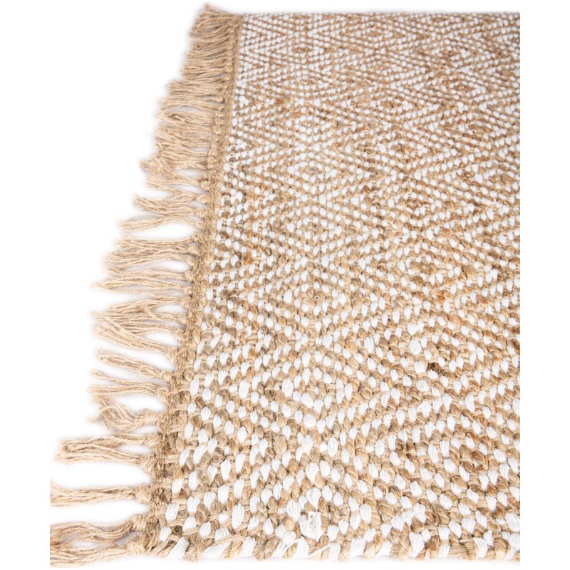 Tapete de Algodón y Yute de Rombos en Natural