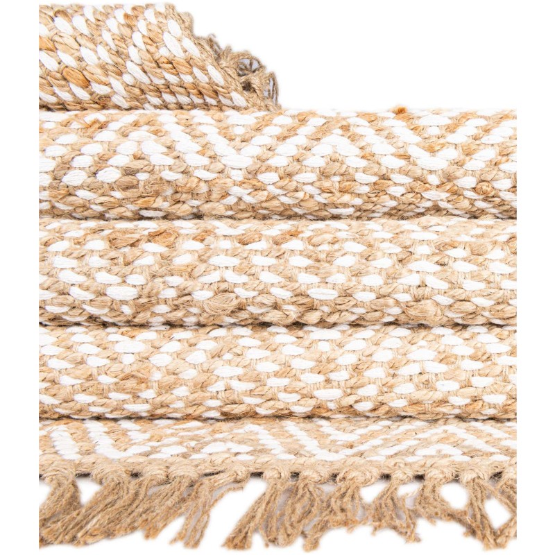 Tapete de Algodón y Yute de Rombos en Natural