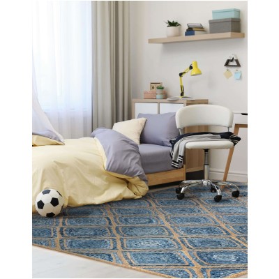 Tapete de Trenzado Rombos en Azul y Natural