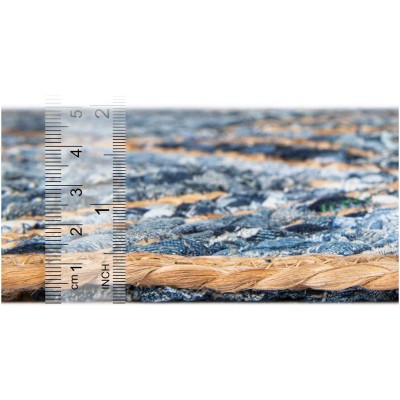 Tapete de Trenzado Rombos en Azul y Natural