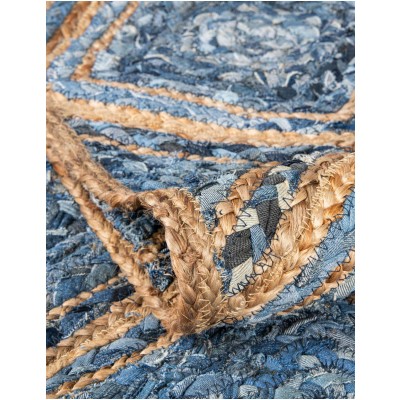 Tapete de Trenzado Rombos en Azul y Natural