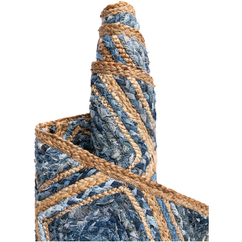 Tapete de Trenzado Rombos en Azul y Natural