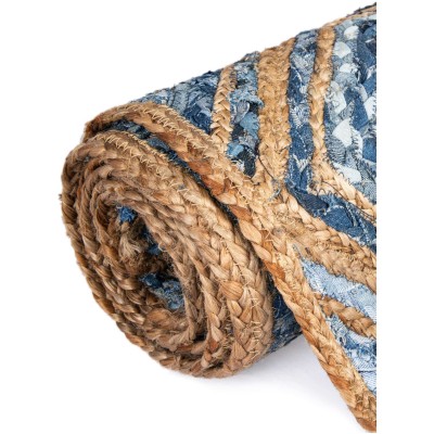 Tapete de Trenzado Rombos en Azul y Natural