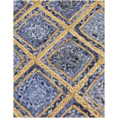 Tapete de Trenzado Rombos en Azul y Natural