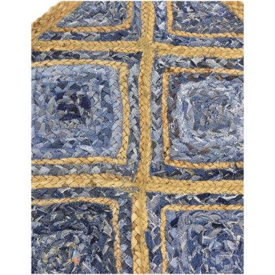 Tapete de Trenzado Rombos en Azul y Natural