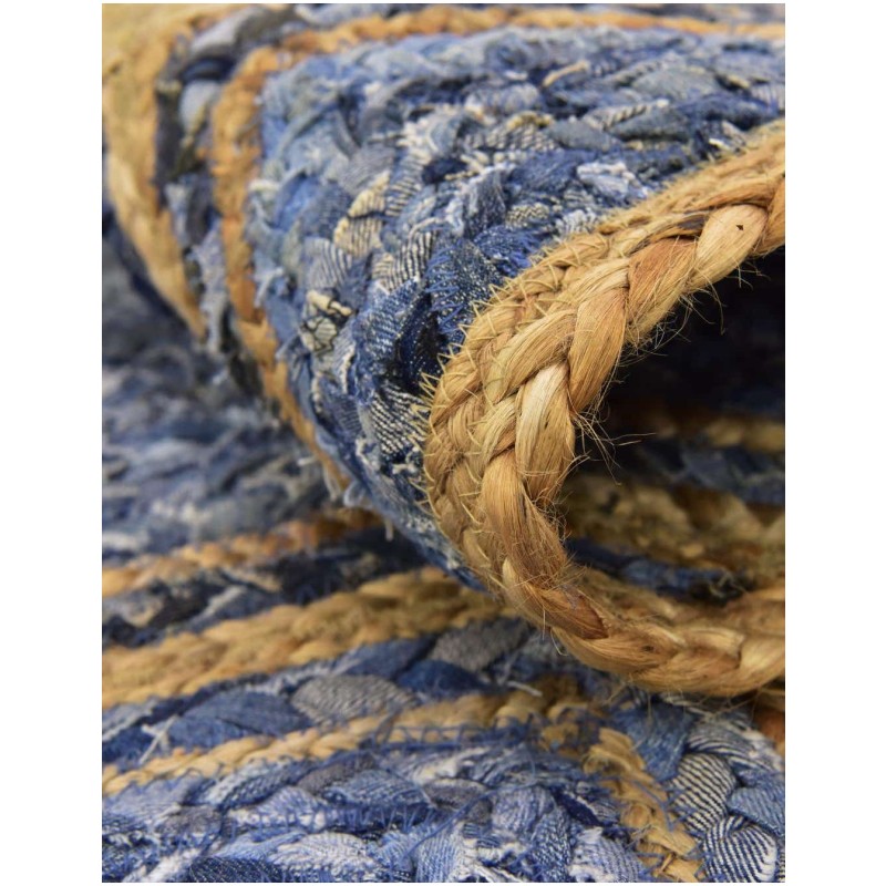 Tapete de Trenzado Rombos en Azul y Natural