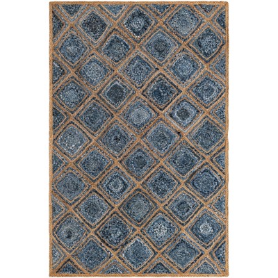 Tapete de Trenzado Rombos en Azul y Natural