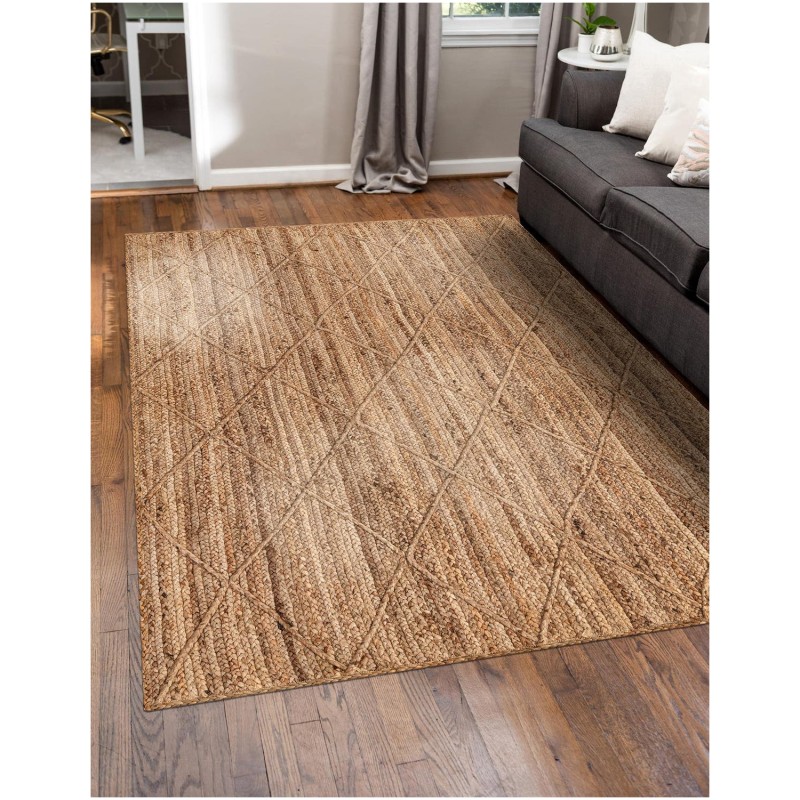 Tapete Trenzado de Yute con Rombos en Natural