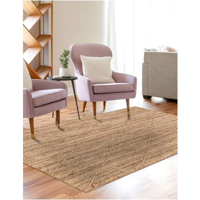 Tapete Trenzado de Yute con Rombos en Natural