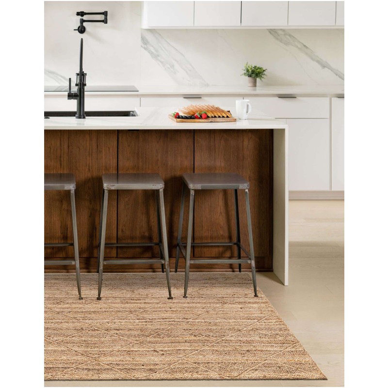 Tapete Trenzado de Yute con Rombos en Natural