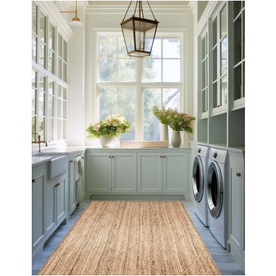 Tapete Trenzado de Yute con Rombos en Natural