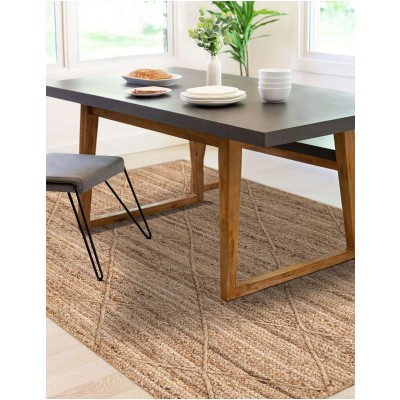 Tapete Trenzado de Yute con Rombos en Natural