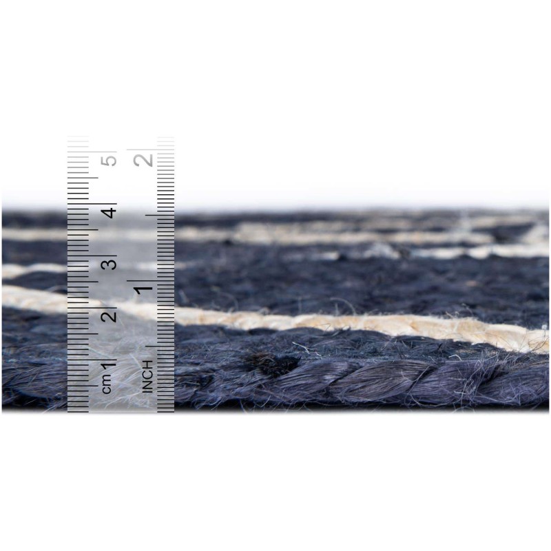 Tapete Trenzado de Yute con Rombos en Azul