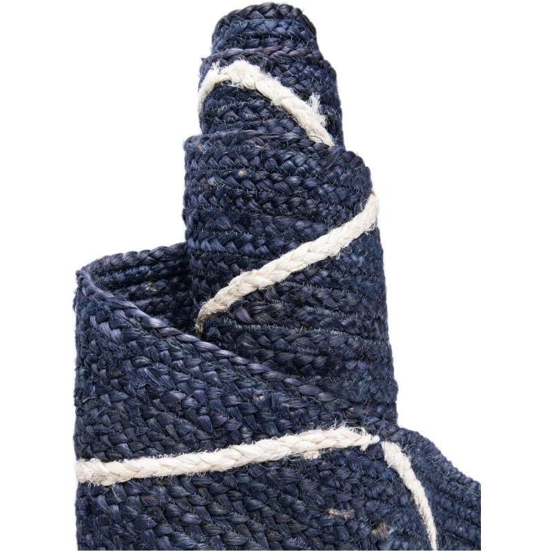 Tapete Trenzado de Yute con Rombos en Azul