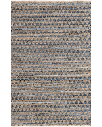 Tapete Trenzado Natural en Triangulos Azul y Natural