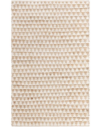 Tapete Trenzado Natural en Triangulos Blancos y Natural