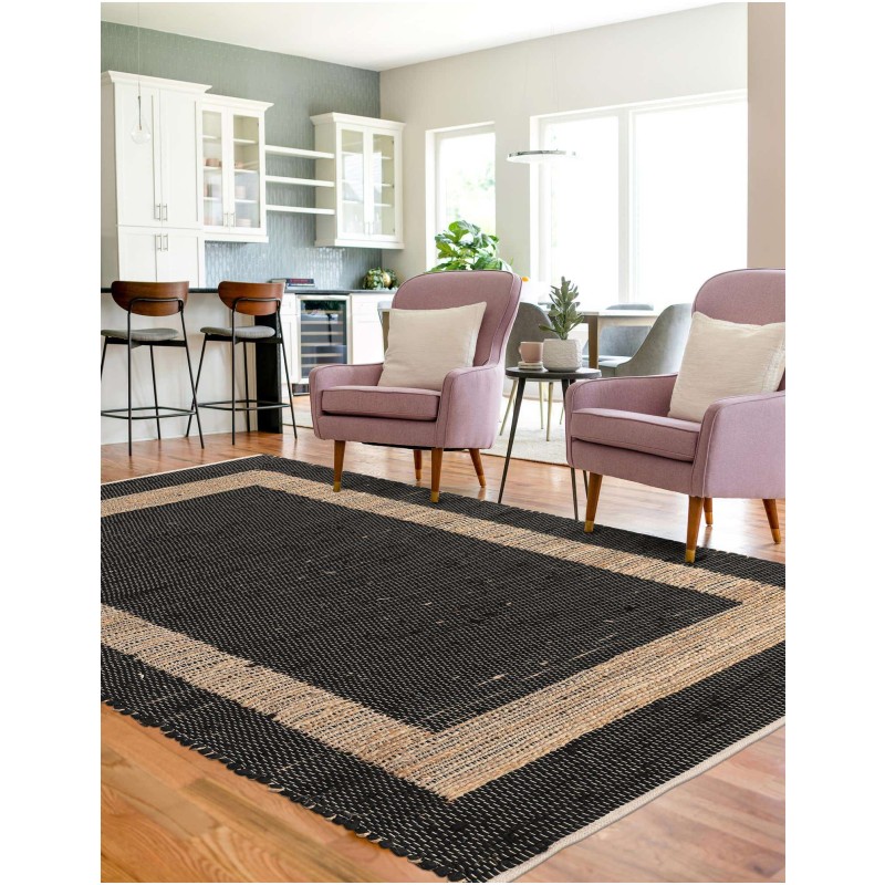 Tapete Borde Mezclado en Negro y Natural