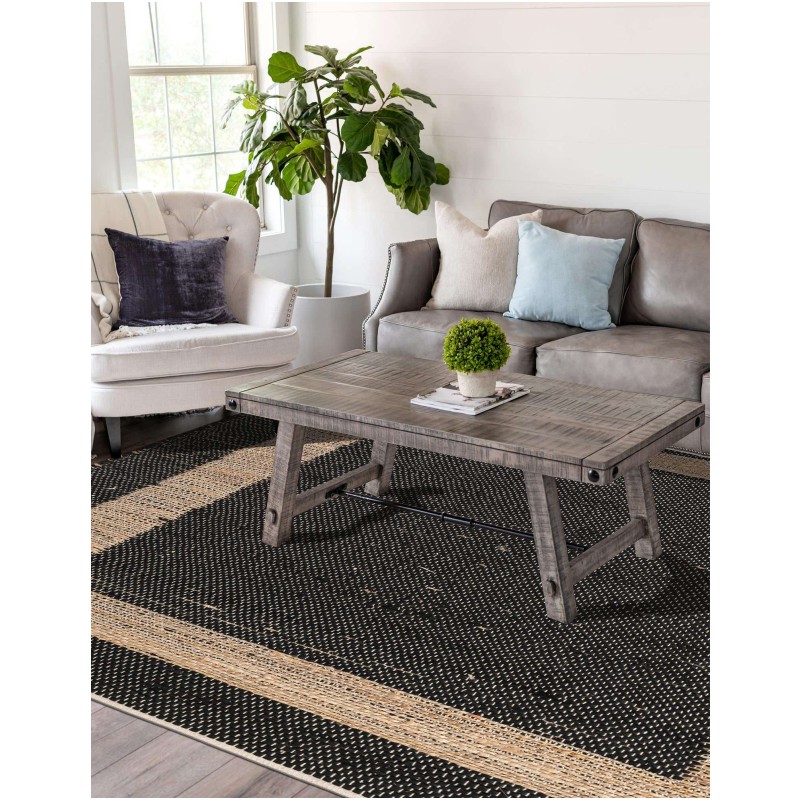 Tapete Borde Mezclado en Negro y Natural