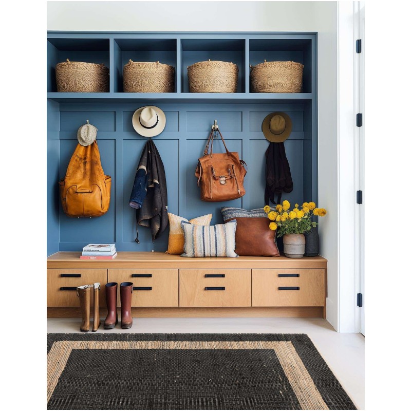 Tapete Borde Mezclado en Negro y Natural