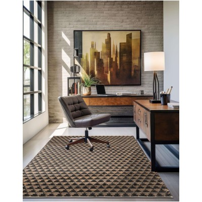 Tapete Trenzado Natural en Triangulos Negro y Natural