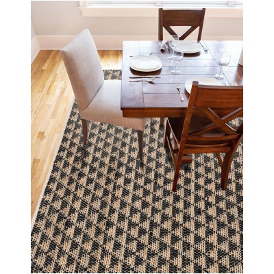 Tapete Trenzado Natural en Triangulos Negro y Natural