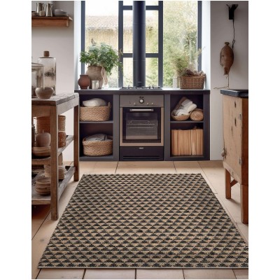 Tapete Trenzado Natural en Triangulos Negro y Natural