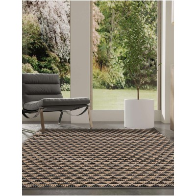 Tapete Trenzado Natural en Triangulos Negro y Natural