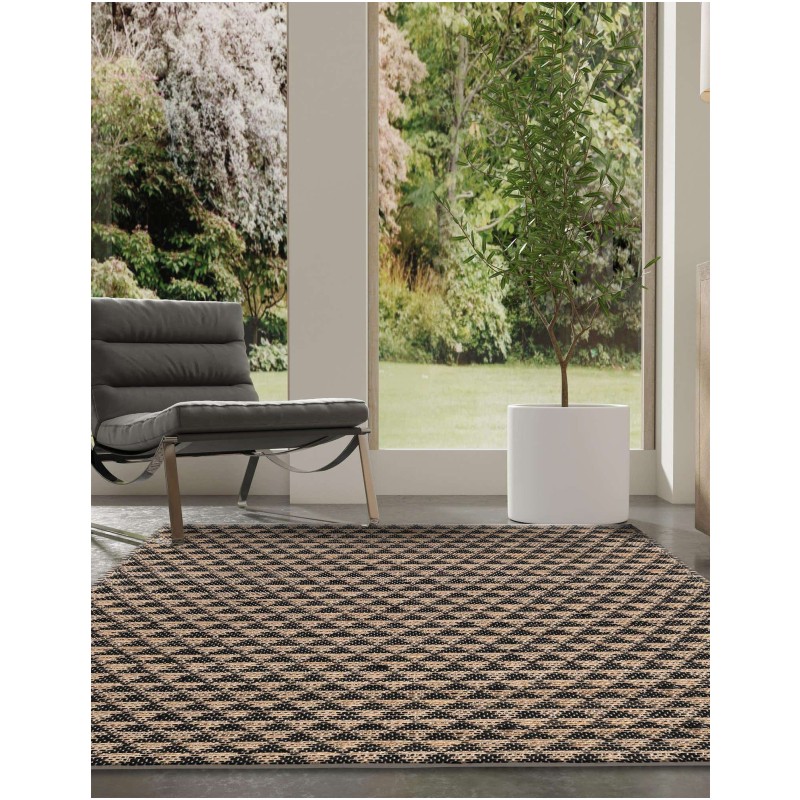 Tapete Trenzado Natural en Triangulos Negro y Natural