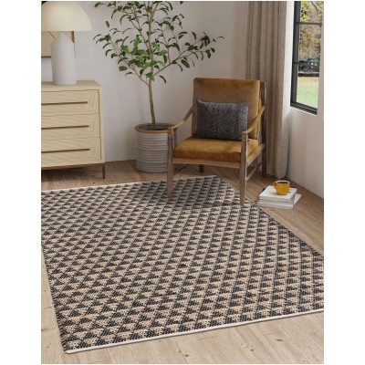 Tapete Trenzado Natural en Triangulos Negro y Natural