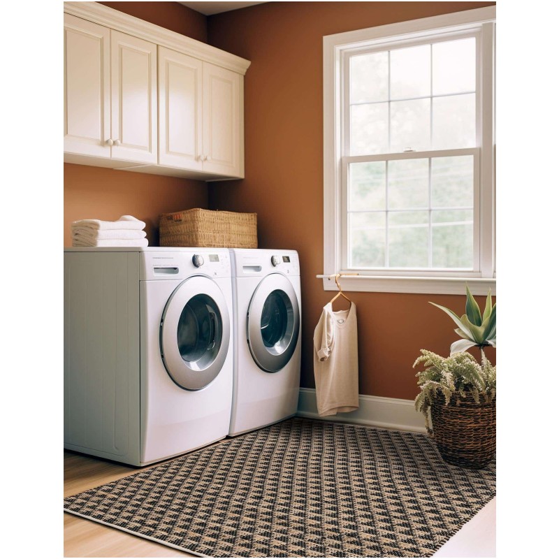 Tapete Trenzado Natural en Triangulos Negro y Natural