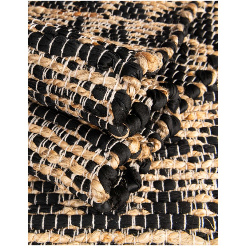 Tapete Trenzado Natural en Triangulos Negro y Natural