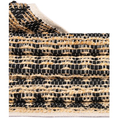 Tapete Trenzado Natural en Triangulos Negro y Natural