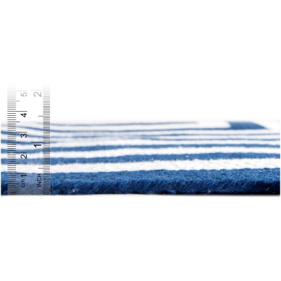 Tapete Eco Trenzado Concéntrico en Blanco y Azul