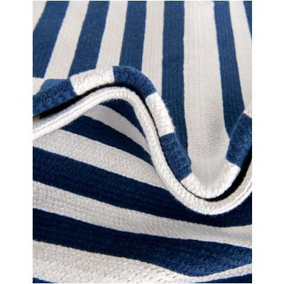 Tapete Eco Trenzado Concéntrico en Blanco y Azul