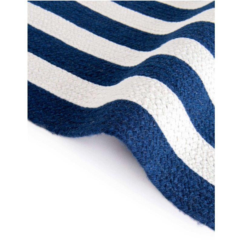 Tapete Eco Trenzado Concéntrico en Blanco y Azul
