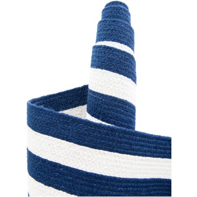 Tapete Eco Trenzado Concéntrico en Blanco y Azul