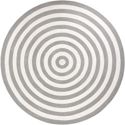 Tapete Eco Trenzado Concéntrico en Blanco y Gris