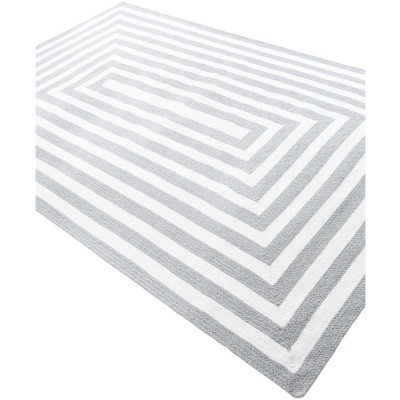 Tapete Eco Trenzado Concéntrico en Blanco y Gris