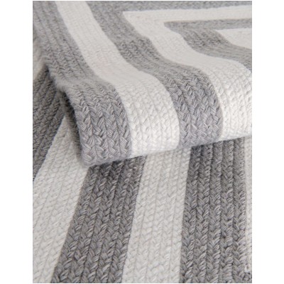 Tapete Eco Trenzado Concéntrico en Blanco y Gris