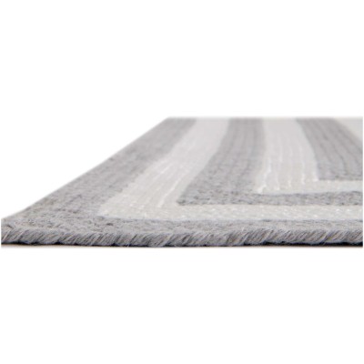 Tapete Eco Trenzado Concéntrico en Blanco y Gris