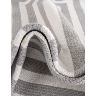 Tapete Eco Trenzado Concéntrico en Blanco y Gris