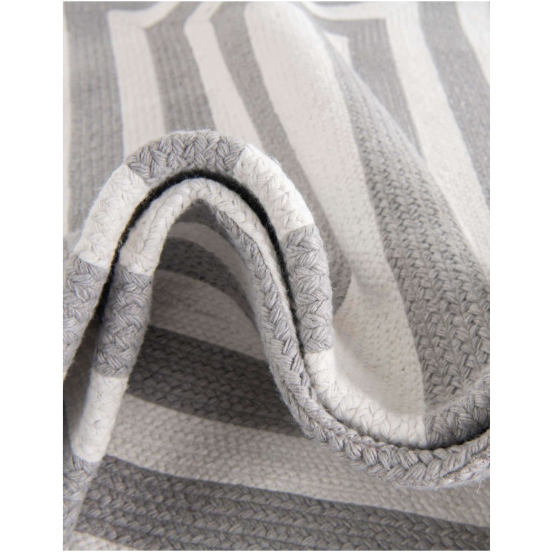 Tapete Eco Trenzado Concéntrico en Blanco y Gris