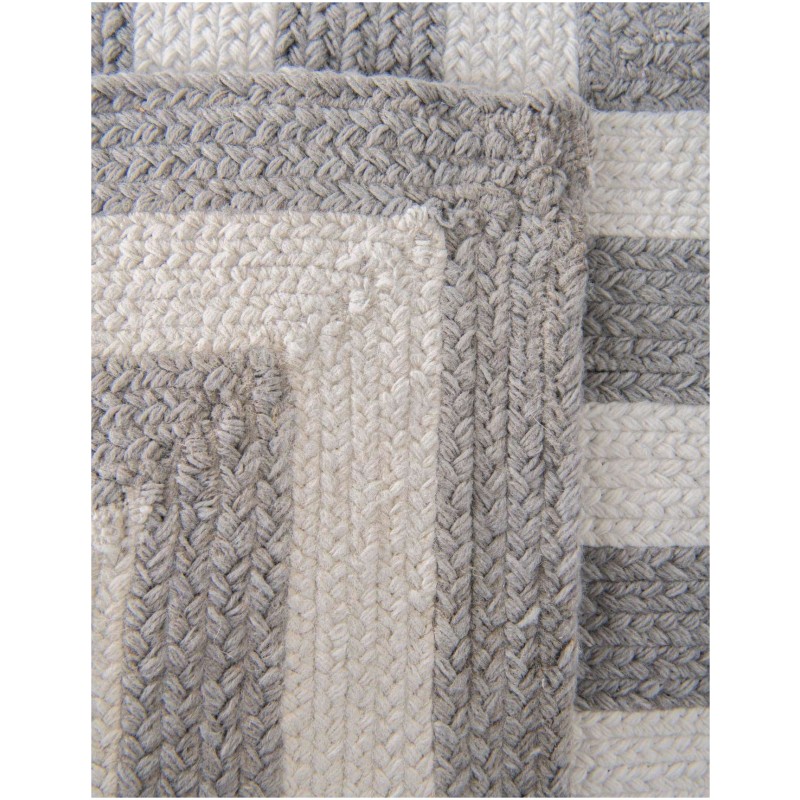Tapete Eco Trenzado Concéntrico en Blanco y Gris