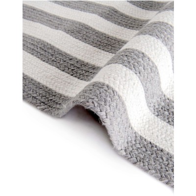 Tapete Eco Trenzado Concéntrico en Blanco y Gris