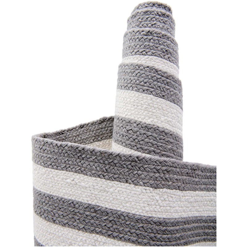 Tapete Eco Trenzado Concéntrico en Blanco y Gris