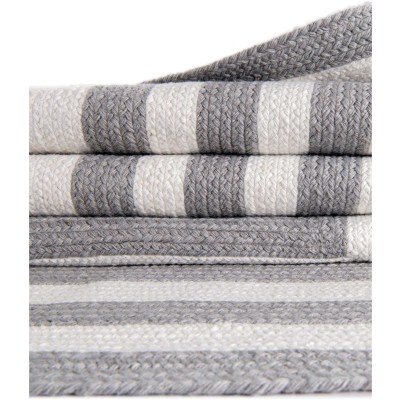 Tapete Eco Trenzado Concéntrico en Blanco y Gris