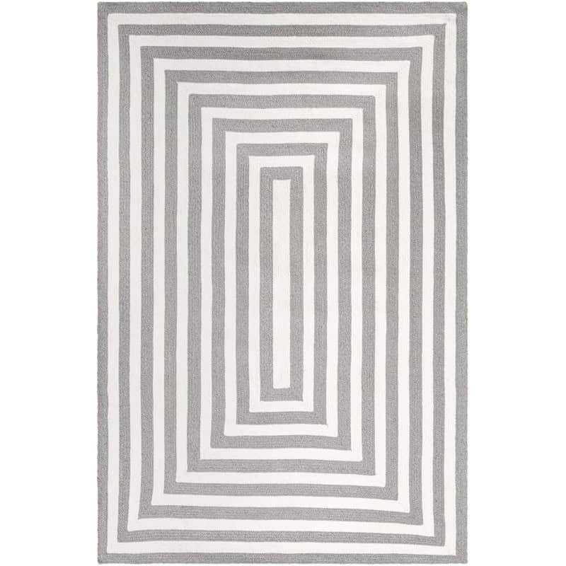 Tapete Eco Trenzado Concéntrico en Blanco y Gris